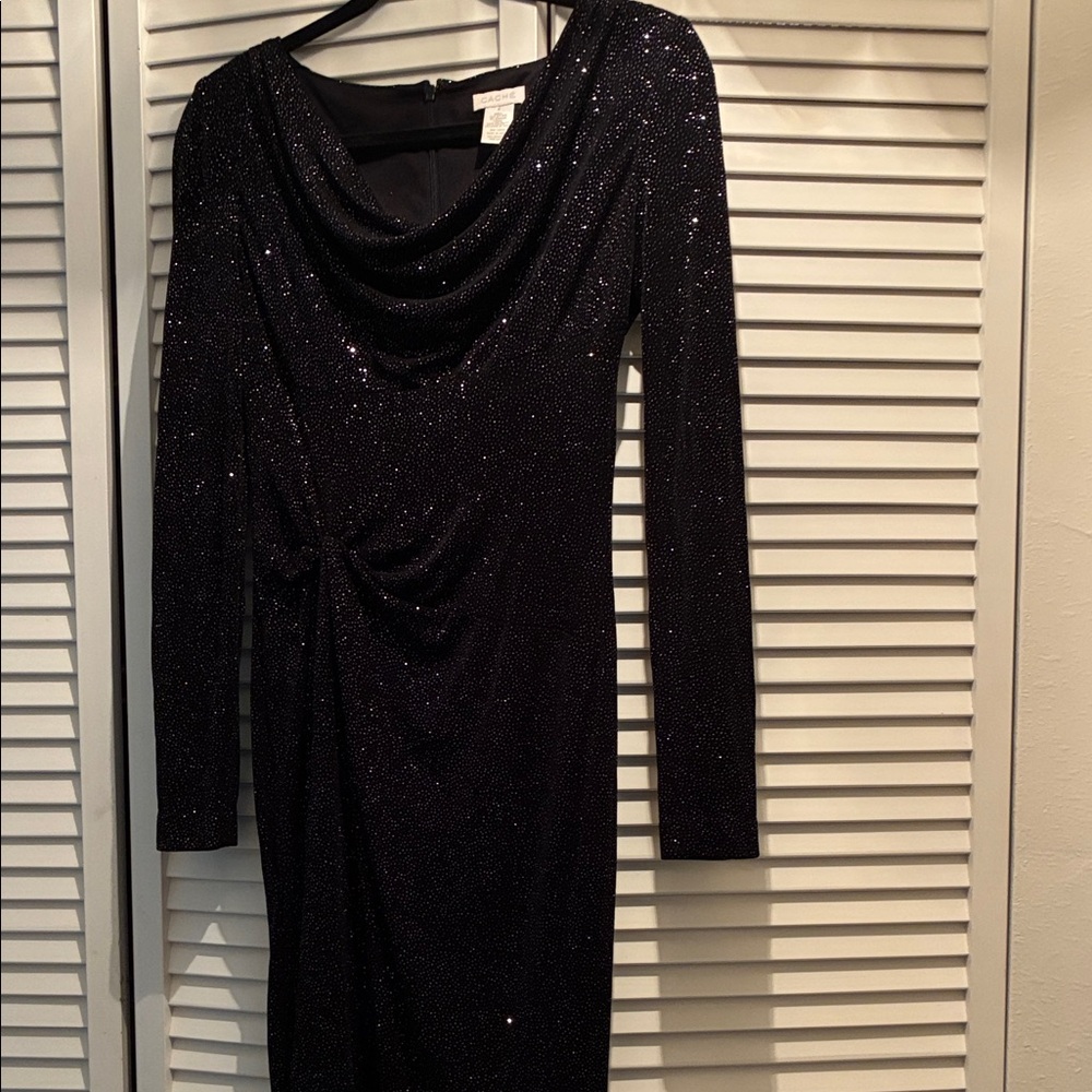 Cache Coeur Glittering Black Long Sleeve Dress
